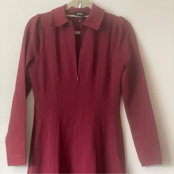 ME+EM Travel Tailoring Zip Front nursing Midi Maxi Dress Ponte Jersey career red - Picture 10 of 13